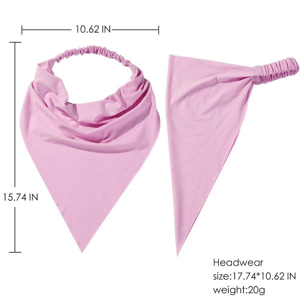 2774 6 Pack Hair Scarf Headband - Elastic Hair Kerchief Large Boho Triangle - Picture 5 of 5